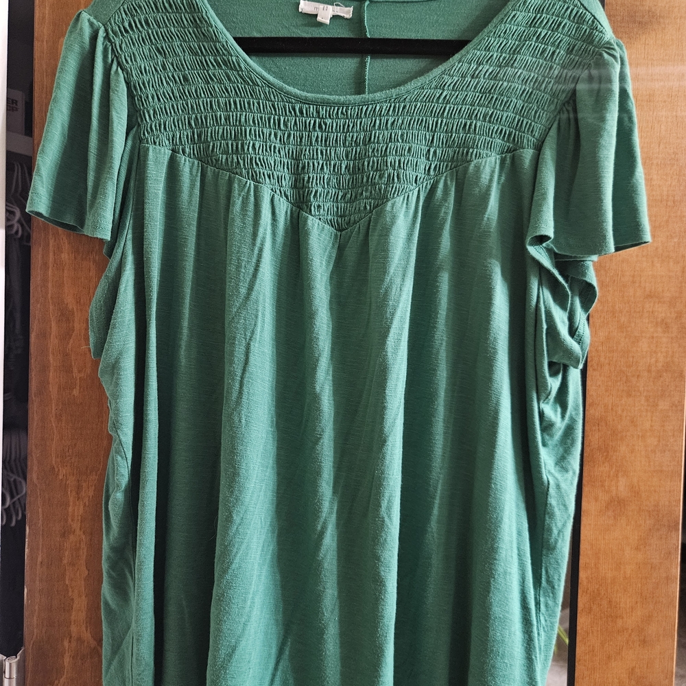 Maurices Emerald Green Smocked Yoke Blouse